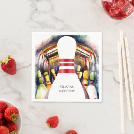 Servilleta De Papel Personalizado de acuarela encantada Bowling Cumple