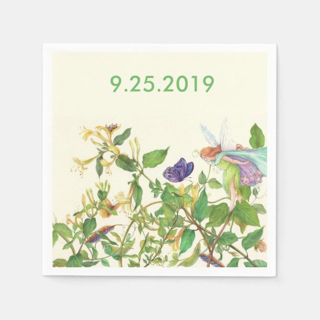 Servilleta De Papel Personalizado de acuarela etérea de hadas de flore (Anverso)