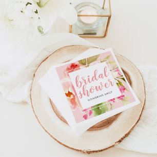 Servilleta De Papel Personalizado de acuarela floral de color rosa pri