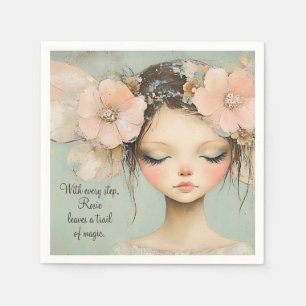 Servilleta De Papel Personalizado de Alas Mariposa de Floral y Floral