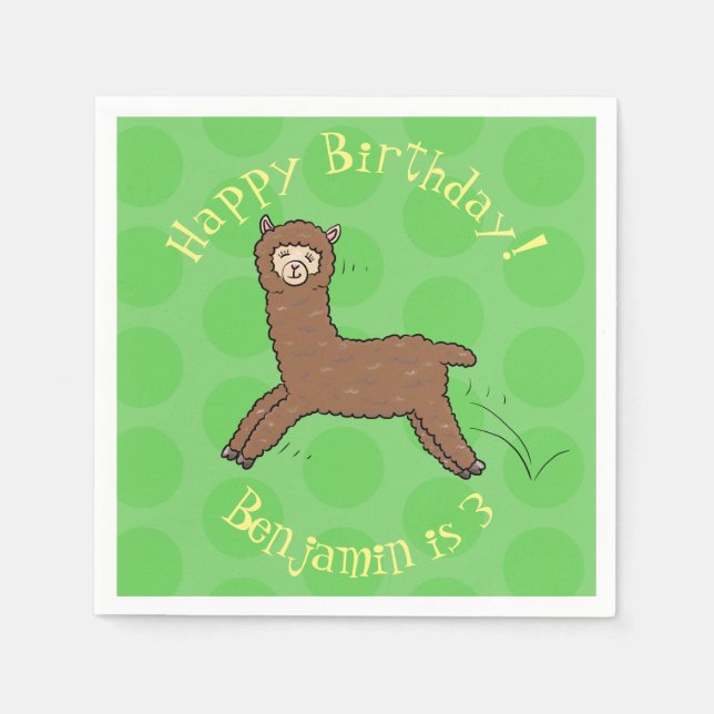 Servilleta De Papel Personalizado de alpaca marrón feliz (Anverso)
