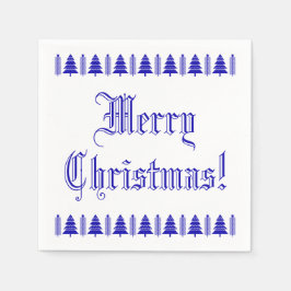 Servilleta De Papel Personalizado de árbol de Navidad azul y blanco Te