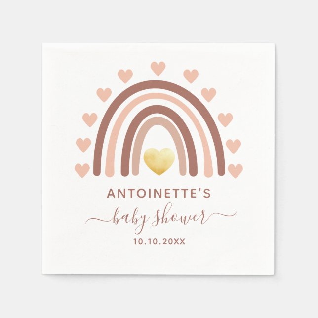 Servilleta De Papel Personalizado de arcoiris suave Baby Shower (Anverso)