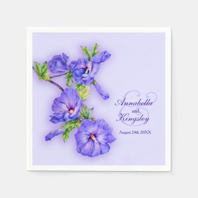 Servilleta De Papel personalizado de arte azul púrpura de hibiscus bod (Anverso)