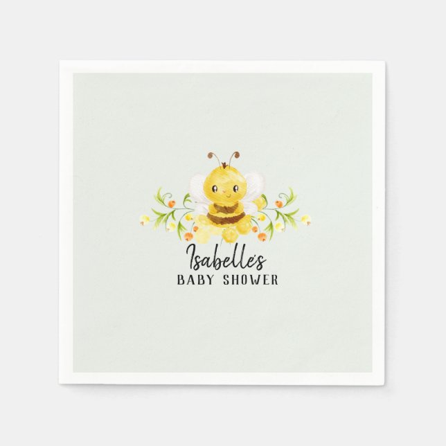 Servilleta De Papel Personalizado de Baby Shower Cute Little Honeybee (Anverso)