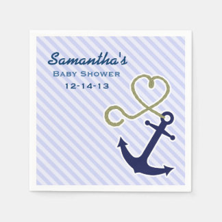 Servilleta De Papel Personalizado de Baby Shower Cute Nautical Anchor 