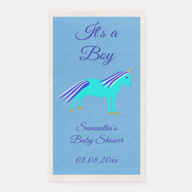 Servilleta De Papel Personalizado de Baby Shower de Cute Blue Baby Boy (Anverso)