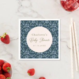 Servilleta De Papel Personalizado de Baby Shower floral de la Marina F
