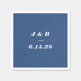 Servilleta De Papel Personalizado de Boda azul cobalto monograma minim