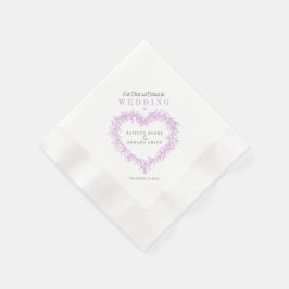 Servilleta De Papel Personalizado de boda blanco morado de arte de lín