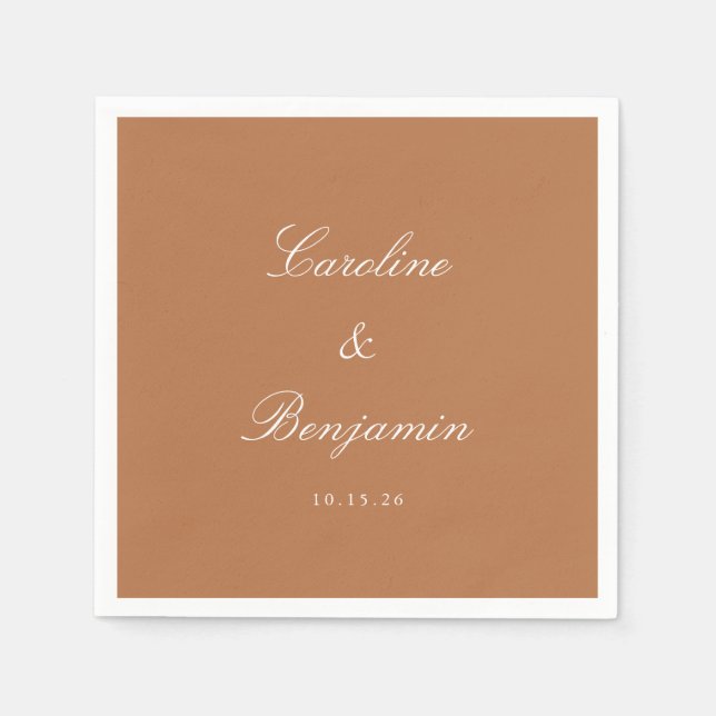 Servilleta De Papel Personalizado de boda elegante con escritura de te (Anverso)