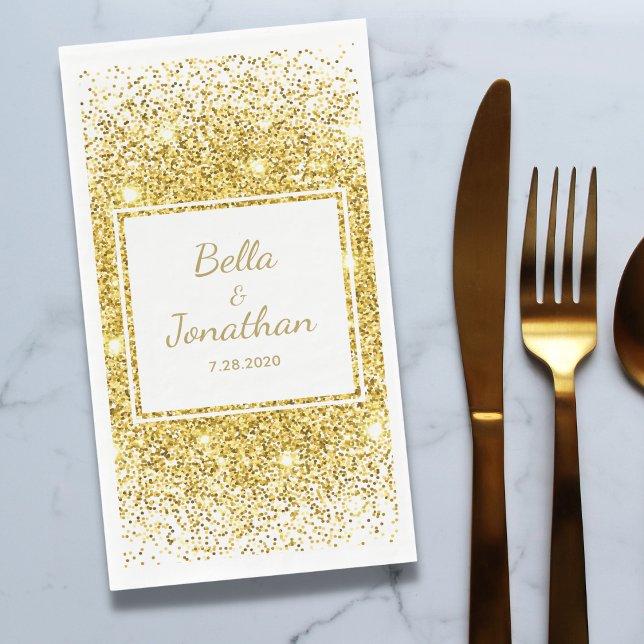 Servilleta De Papel Personalizado de Boda Romántica de Confetti de Oro (Subido por el creador)