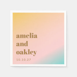 Servilleta De Papel Personalizado de Boda único de gradiente rosado re