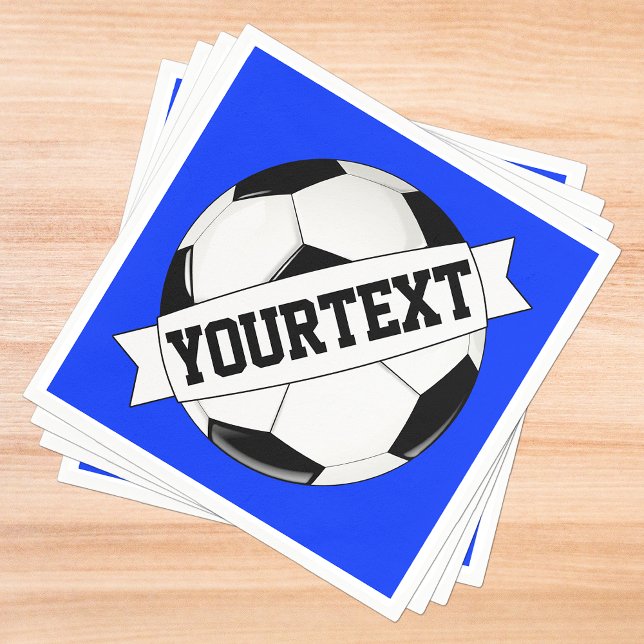 Servilleta De Papel Personalizado de bolas de fútbol nombre de jugador (Soccer party napkins with custom team name or text.)
