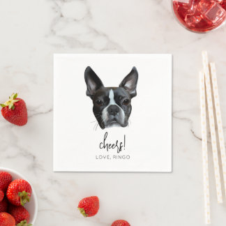Servilleta De Papel Personalizado de Boston Perro Boda Cocktail Napkin