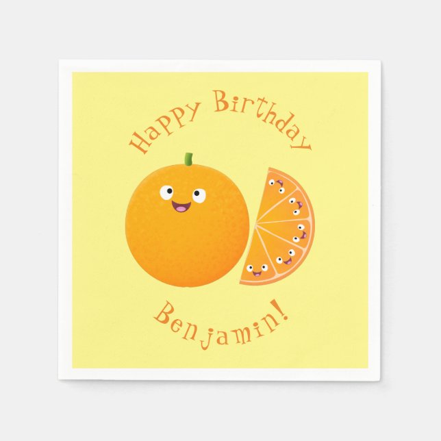 Servilleta De Papel Personalizado de cítricos de feliz naranja (Anverso)