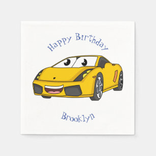 Servilleta De Papel Personalizado de coche deportivo amarillo alegre