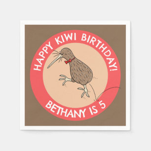 Servilleta De Papel Personalizado de cumpleaños de ave kiwi personaliz