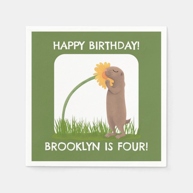 Servilleta De Papel Personalizado de cumpleaños personalizado del perr (Anverso)