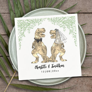 Servilleta De Papel Personalizado de Dinosaurio Temático Boda