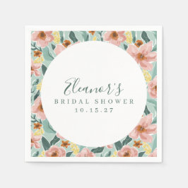 Servilleta De Papel Personalizado de ducha de novia con guión floral r