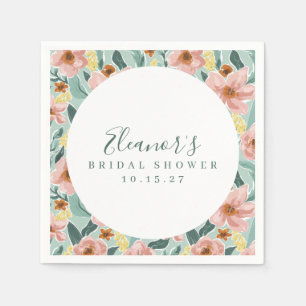 Servilleta De Papel Personalizado de ducha de novia con guión floral r