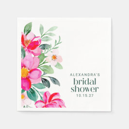 Servilleta De Papel Personalizado de ducha de novia floral de color ro