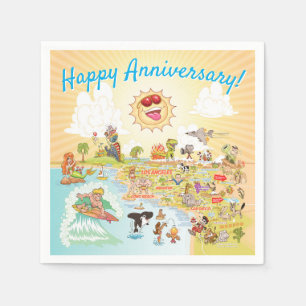 Servilleta De Papel Personalizado de Feliz Aniversario, California Pap