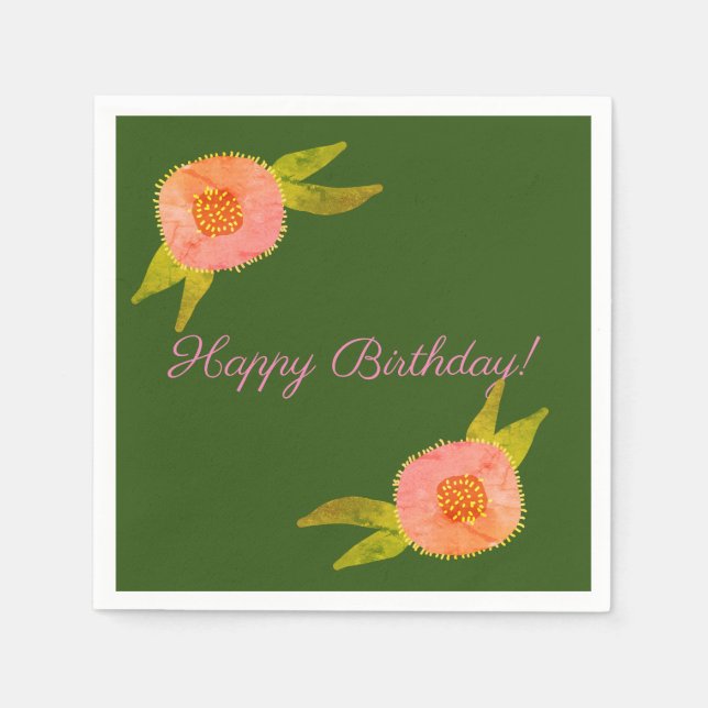 Servilleta De Papel Personalizado de flores Cumpleaños Personalizado (Anverso)