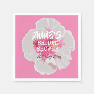 Servilleta De Papel Personalizado de Flores Hibiscus Blancas