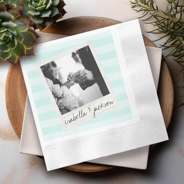 Servilleta De Papel Personalizado de fotograma retro fotográfico de In (Personalized Wedding Napkins - Photo Collage)