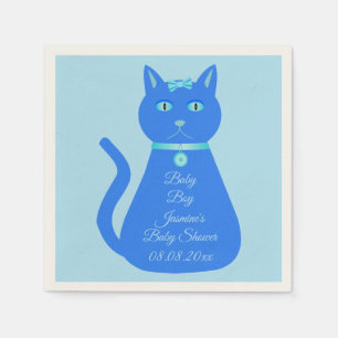 Servilleta De Papel Personalizado de gato de niño pequeño azul