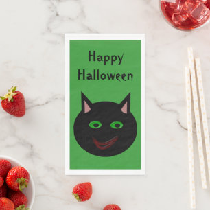 Servilleta De Papel Personalizado de gato negro de Halloween