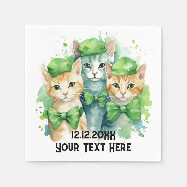 Servilleta De Papel Personalizado de gatos txt (Anverso)