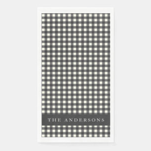 Servilleta De Papel Personalizado de Gingham Plaid blanco y negro vint