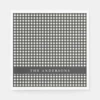 Personalizado de Gingham Plaid blanco y negro vint