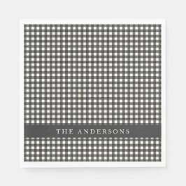 Servilleta De Papel Personalizado de Gingham Plaid blanco y negro vint
