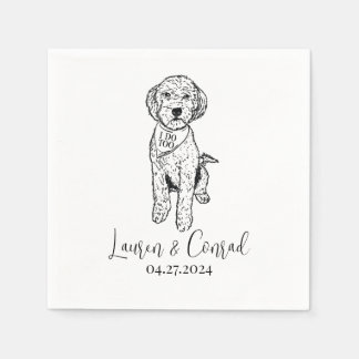 Servilleta De Papel Personalizado de Goldendoodle Labradoodle. Boda de