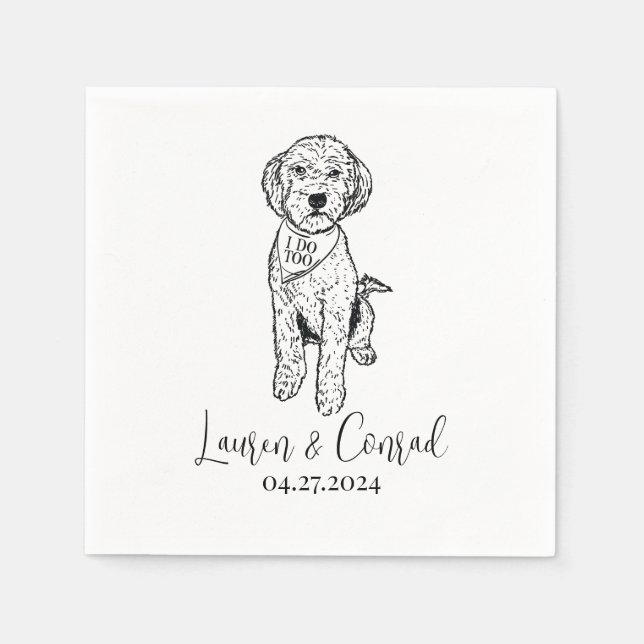 Servilleta De Papel Personalizado de Goldendoodle Labradoodle. Boda de (Anverso)