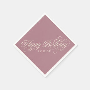Servilleta De Papel Personalizado de guion elegante Happy Birthday