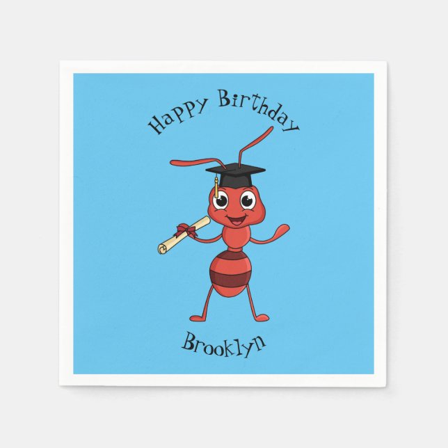 Servilleta De Papel Personalizado de hormiga roja feliz (Anverso)