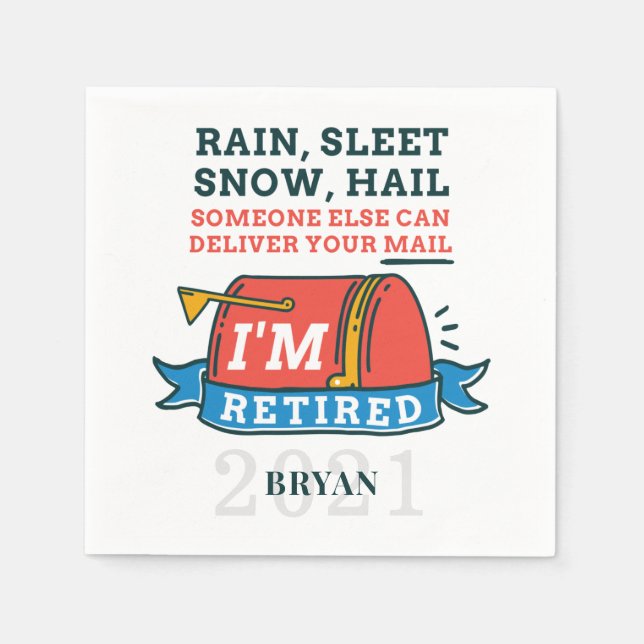 Servilleta De Papel Personalizado de Jubilación de Mailman, trabajador (Anverso)