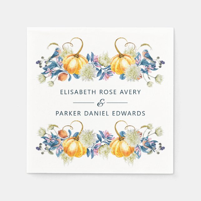 Servilleta De Papel Personalizado de la calabaza de otoño (Anverso)