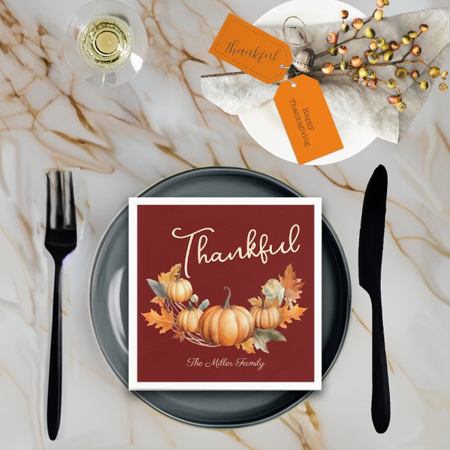 Servilleta De Papel Personalizado de la cena de Acción de Gracias Red (Subido por el creador)