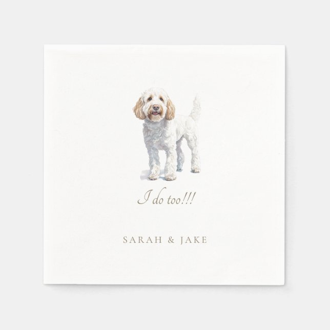 Servilleta De Papel Personalizado de Labradoodle Boda Napkins (Anverso)