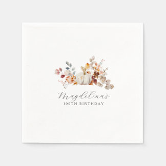Servilleta De Papel personalizado de las Flores de Calabaza Blanca de
