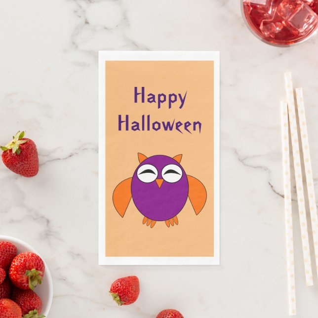 Servilleta De Papel Personalizado de Lechuza Cute Halloween (In situ)