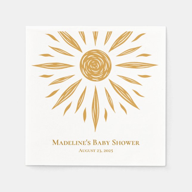 Servilleta De Papel Personalizado de Little Sunshine Baby Shower Napki (Anverso)