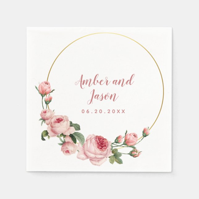 Servilleta De Papel personalizado de marco de ilustracion botánico ros (Anverso)