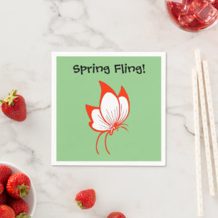Servilleta De Papel Personalizado de mariposa naranja, arte natural de